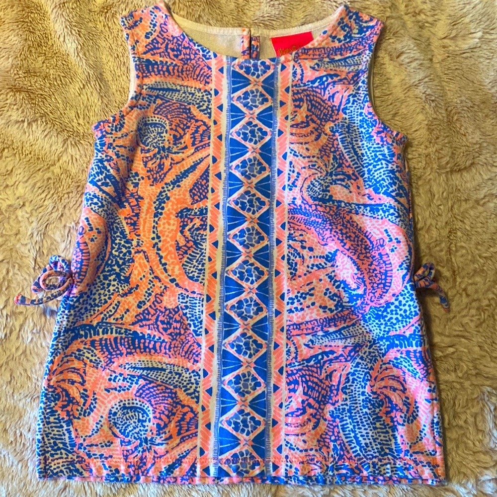 Lilly Pulitzer Preston Tunic Beach Club Blue Hot Pink Shirt Top Sz XS 2-3t